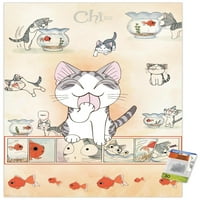 Плакат за стена на Chi Cat с pushpins, 22.375 34