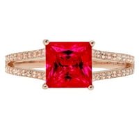 2.43ct Princess Cut симулиран турмалин 14K розово злато годишнина годежен пръстен размер 8.75