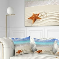 Дизайнарт кафява Морска Звезда на Карибския Плаж - възглавница за хвърляне на морски пейзаж - 16х16