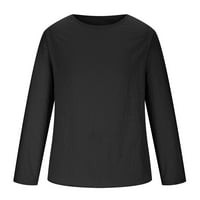 Котони мъжки бельо ризи ежедневни памучни бельо върхове за мъже солидна кръгла шия блуза с дълъг ръкав есенни тениски върхове черни m