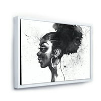 Дизайнарт черно-бял портрет на афроамериканка и модерна рамка платно за стена арт принт