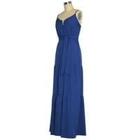 Летни рокли без ръкави за без ръкави с V-образно деколте Party Beach Dress Fashion Boho Blue Dress L