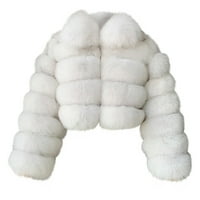 Tawop peacoat дамско палто жени солиден цвят зима топло фау палто топло пухкаво яке от фау с дълъг ръкав връх бяло 6