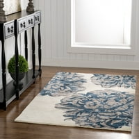 Linon Home Decor Rugae Aspire Collection Wool Floral Area Rug, слонова кост