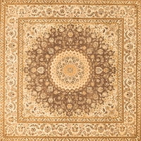 Ahgly Company Indoor Round Medallion Orange Traditional Area Rugs, 5 'Round