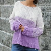 Женско яке Женски есен нов небрежен свободен цвят на блокиране на цветя пуловер с дълги ръкави