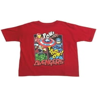 Тениска на Marvel Comics Boys Red Avengers Hulk Spider-Man Thor Tee Small 6-7
