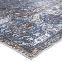 Прескот Реколта Медальон килим, син тен Светло сиво, 4 фута 6 фута акцент килим