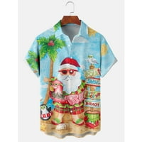 Коледна Мъжка хавайска риза модни блузи лятна риза за пътуване и запознанства