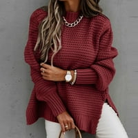 Пуловер entyinea за жени пускат пуловер за печат в средно тегло червено xxl