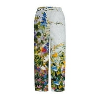 Wozhidaoke панталони за жени ежедневни панталони за свободно прилягане с джобове с висока талия печат лято памук дълги прави панталони суитчани жени жени