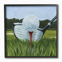 Ступел индустрии голф чай затвори Зелено червено Спортни Живопис рамкирани стена изкуство от Грейс Поп