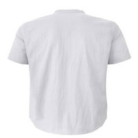 Фронтуолк мъжки летни ризи Хенли врата тениска къс ръкав върхове Плаж ежедневни тениска бутон надолу блуза бели с