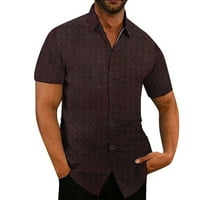 Мъжка Мода Тънки Ризи Мъжки Вечерен Яка С Къс Ръкав Ежедневни Блуза Блуза Върхове