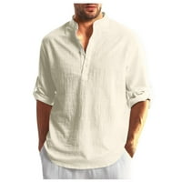 Дизайнер пролет лято Мъжки ежедневни памучни бельо със солиден цвят ризи с дълъг ръкав разхлабени ризи