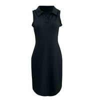 Рокля мода нов показател Himiway Fashion Womens Loose Solid Color Lapel Button Leeveless Undershirt плетена рокля черна xxl