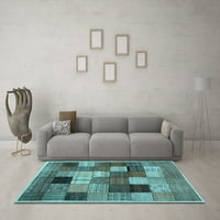 Ahgly Company Indoor Rectangle Checkered Light Blue Modern Area Rugs, 5 '7'