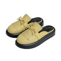 Дезенирани женски чехли модни ежедневни чехли удобни ходещи обувки дебели долни кръгли пети чехли жълти на хлабина