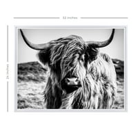 Стратън Начало декор черно и бяло Хайланд крава рамка платно стена изкуство