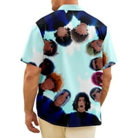 Тениска с синя брава аниме с къси ръкави, мъжки ризи реколта мода класически удобен подарък за гадже тениски за мъже