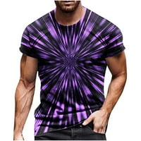 Caveitl ежедневни ризи за мъже, мъже небрежно кръгло шия цвете 3d цифров печат пуловер фитнес спортни къси панталони ръкави тениска блуза лилаво