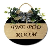 Домашен декор знаци Poo Room Rustic Wooden Wall Art Signs Farmhouse Входни знаци за декор за спалня за спалня