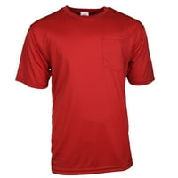 Комфортна Тениска С Къс Ръкав Джоб-Марс Червено