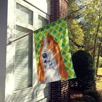 Съкровищата на Каролайн SS4459-Flag-Parent Basset Hound St. Patrick Day Shamrock Portrait Flag, мултиколично