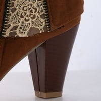 Дамски обувки на високи токчета-коледни дамски есенни ботуши причинно-следствени зимни ботуши за жени клирънс кафяво