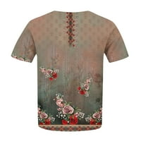 Жените виж къс ръкав флорални Плюс размер ризи блузи върхове