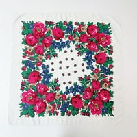 Жени дама мюсюлмански печат на цветя фолк-Кюст квадрат шал за опаковане на шал за пътуване с шал многоцветни многоцветни