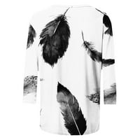 Брилянтни Дамски върхове ръкав Дамски модни Печатни тениска ръкави блуза кръг врата ежедневни върхове