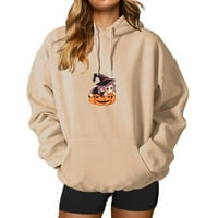 Hfolob Sweatshirts за жени отпечатани качулки за жени с теглене с дълги ръкави с качулки върхове ежедневни пуловер суичър с джобни модни дрехи
