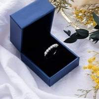 Moissanite сватбена лента 18k бяло злато, покрито стерлинги Сребърен сватбени пръстени 0,7ct D Color Vvs Lab създаде диамант половин вечност сватбена лента подредена пръстен за жени