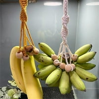 Памук Въже Висящи Банан Закачалка С Дървени Топчета, Под Шкаф Банан Макраме Притежателя За Дома Кухня