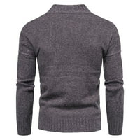Jsaierl Мъжки пуловер плетен макет на шията Небрежно тънък горен дълъг ръкав падане и зимна топла пуловер пуловер риза
