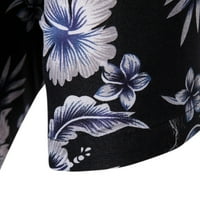 Hanas Men's Fashion Men Небрежен летен отпечатан бутон с къс ръкав Тениска топ блуза черна xxxl