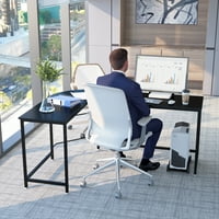 Йонстън модерна обратима Г-образна компютърна маса ъглова игрална маса за домашен офис, Черна