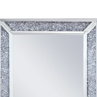 Правоъгълен кристал инкрустиран огледален стенен декор с дървена подложка, прозрачен-Салторо шерпи