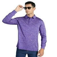 Поло ризи за мъже с дълъг ръкав твърд цвят мъжки голф поло ризи Бизнес поло ризи Причини за голф тенис тенис тениска лилаво xl