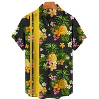 Мъжки ризи Небрежни разхлабени ревера флорален принт с маншети с къс ръкав бутон Порт стил пясък плаж лятни хавайски мъжки върхове