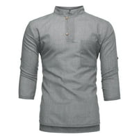 ризи за мъже, модерни седем стил и мъжки летен топ блуза памук Мъжки блузи мъже Официални ризи сиво + XL