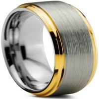 Очарователни бижутери Волфрам сватбена лента пръстен За Мъже Жени комфорт годни 18К жълто злато покритие скосени ръб полиран полиран доживотна гаранция размер 8.5