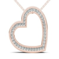 10к Розово злато истински естествен диамант сърце висулка