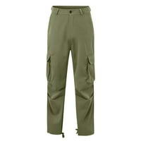 Мъжете панталони на Aayomet Seasons Street Casual Sports Double Pleaced Design Сълтик многоцузен мулти джобни права тръба с цип
