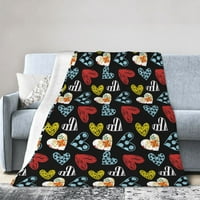 Романтична любовна одеяло за хвърляне на Doodle, пухкаво меко уютно одеяло фланелен плюшен диван от микрофибър 80 x60