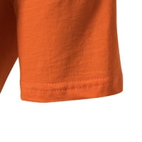 Мъжки ризи монтирани ежедневни плътни цветни копчета с къс ръкав надолу джобни въртящи се якички отгоре блуза на открито тренировка трайна тройка оранжев S