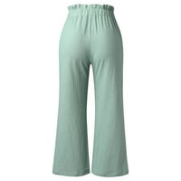 Дамски ежедневни панталони памук бельо Висока талия широк крак панталони за пътуване джогинг мента зелен размер М