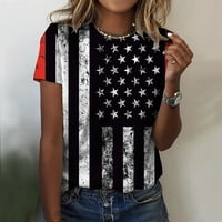 Тениски за жени модерен графичен Ден на независимостта за печат ежедневни летни ризи за врата Потници американски 4-ти юли печат блуза С къс ръкав свободни Тениски Дамски Тениски