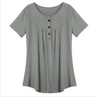 Женски летен къс ръкав блуза тениска върхове ежедневно разхлабена туника тройник плюс размер